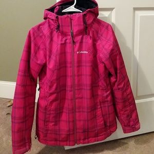 Pink plaid Columbia rain jacket